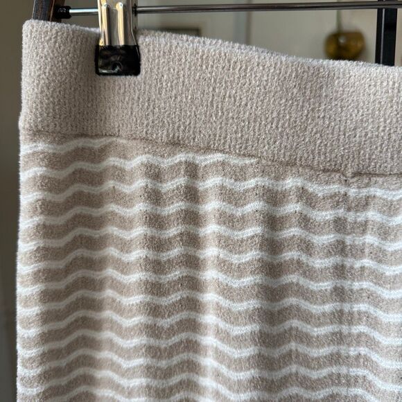 Barefoot Dreams Beige White Wavy Stripe Lounge Pajama Pants M - Picture 2 of 4